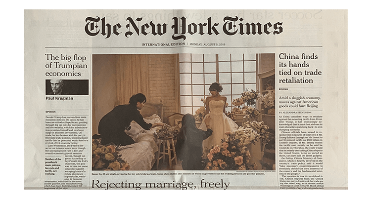 【New York Times】2019.8.5 Craving Freedom, Japan’s Women Opt Out of Marriageで特集されました!